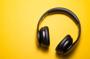 Headphones on a yellow background